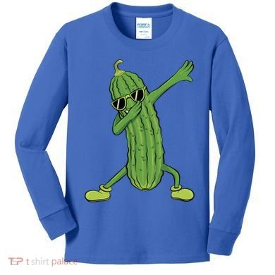 Dabbing Pickle Dancing Cucumber Lover Funny Funny Gift Kids Long Sleeve Shirt