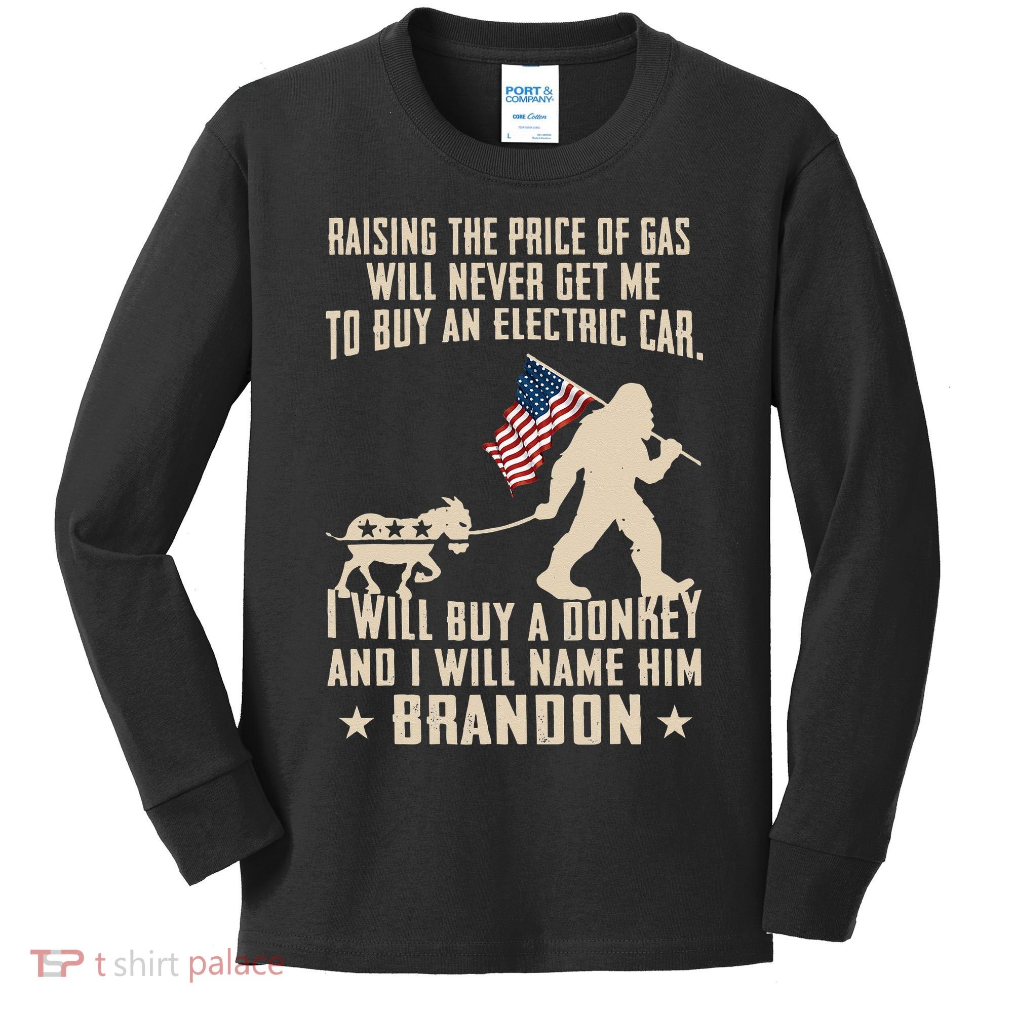 Donkey Pox Destroying America Funny Bigfoot Anti Biden Kids Long Sleeve Shirt