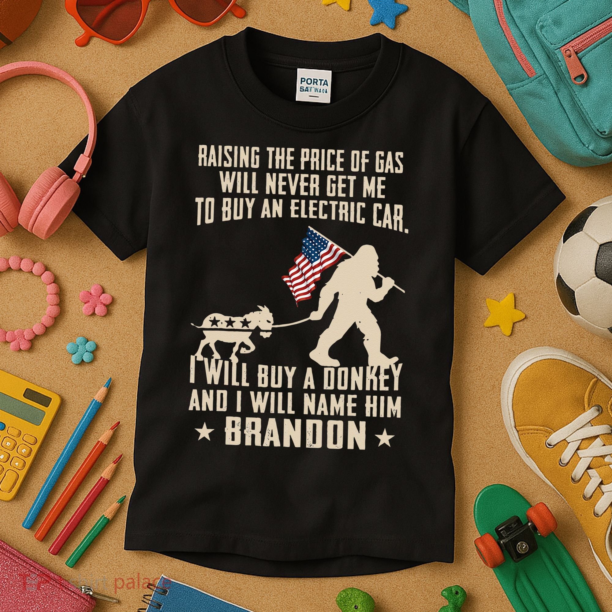 Donkey Pox Destroying America Funny Bigfoot Anti Biden Kids T-Shirt