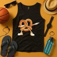 Dabbing Pretzel Dab Pretzel Dancing Pretzel Birthday Party Tank Top thumb 4