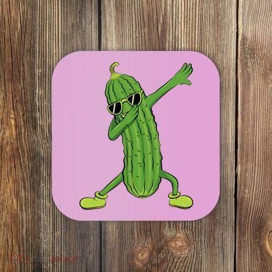Dabbing Pickle Dancing Cucumber Lover Funny Gifts Coaster