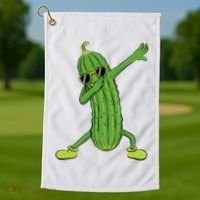 Dabbing Pickle Dancing Cucumber Lover Funny Gifts Golf Towel thumb 1