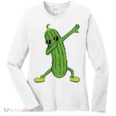 Dabbing Pickle Dancing Cucumber Lover Funny Gifts Women's Long Sleeve Shirt