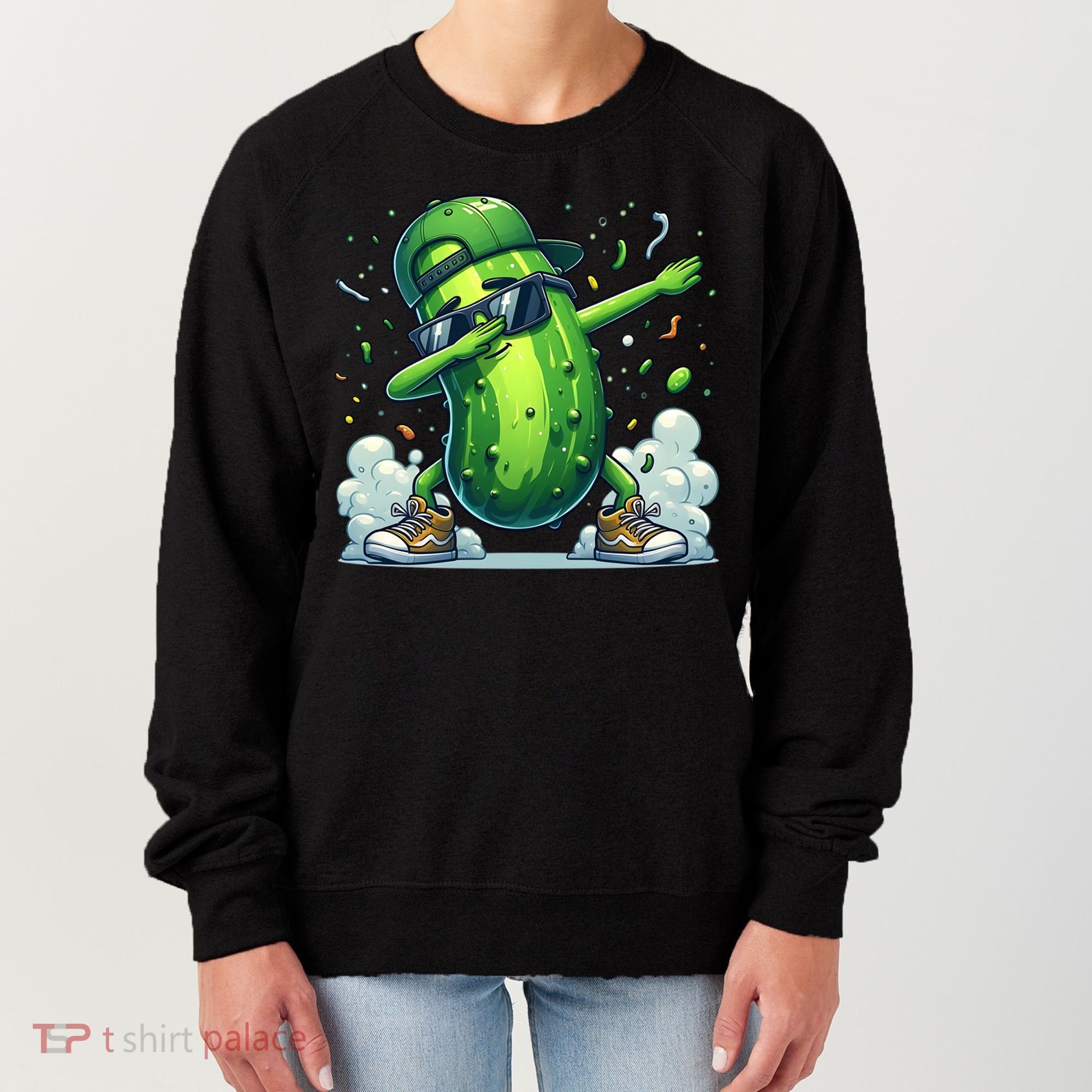 Dabbing Pickle Dancing Cucumber Lover Funny Sunglass Gift Women's Sweatshirt