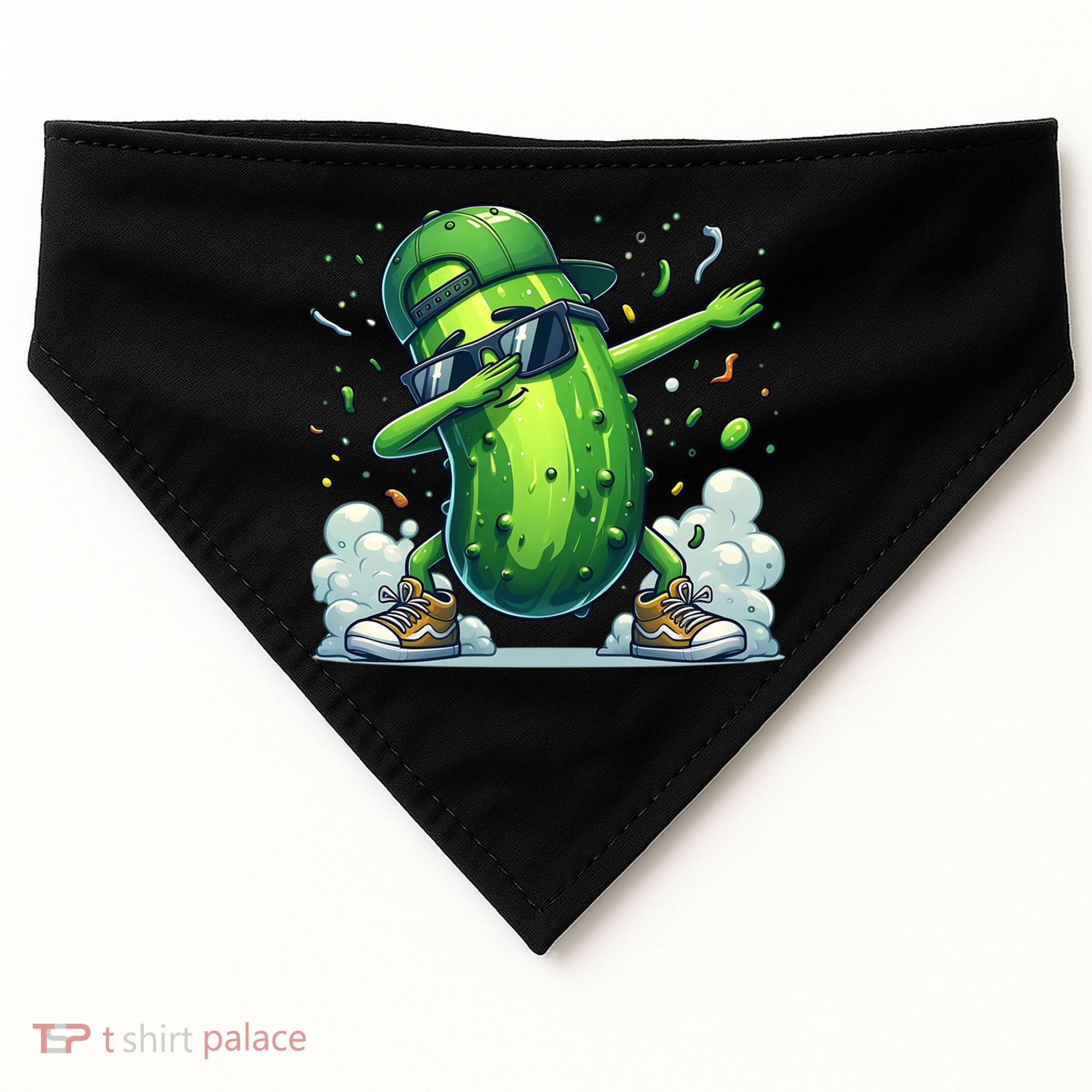 Dabbing Pickle Dancing Cucumber Lover Funny Sunglass Gift USA-Made Doggie Bandana
