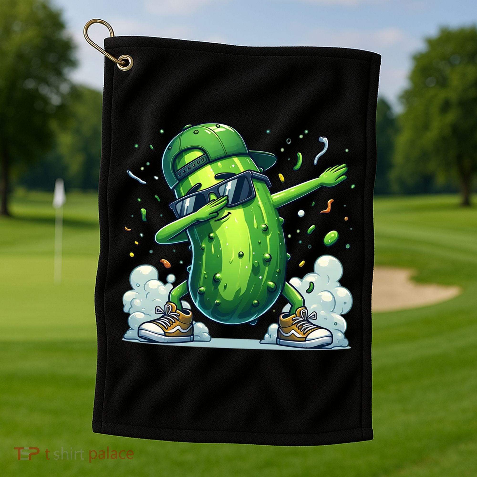 Dabbing Pickle Dancing Cucumber Lover Funny Sunglass Gift Golf Towel