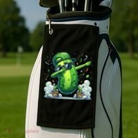 Dabbing Pickle Dancing Cucumber Lover Funny Sunglass Gift Golf Towel thumb 2