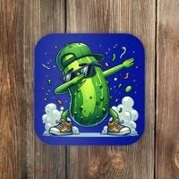 Dabbing Pickle Dancing Cucumber Lover Funny Sunglass Gift Coaster thumb 0