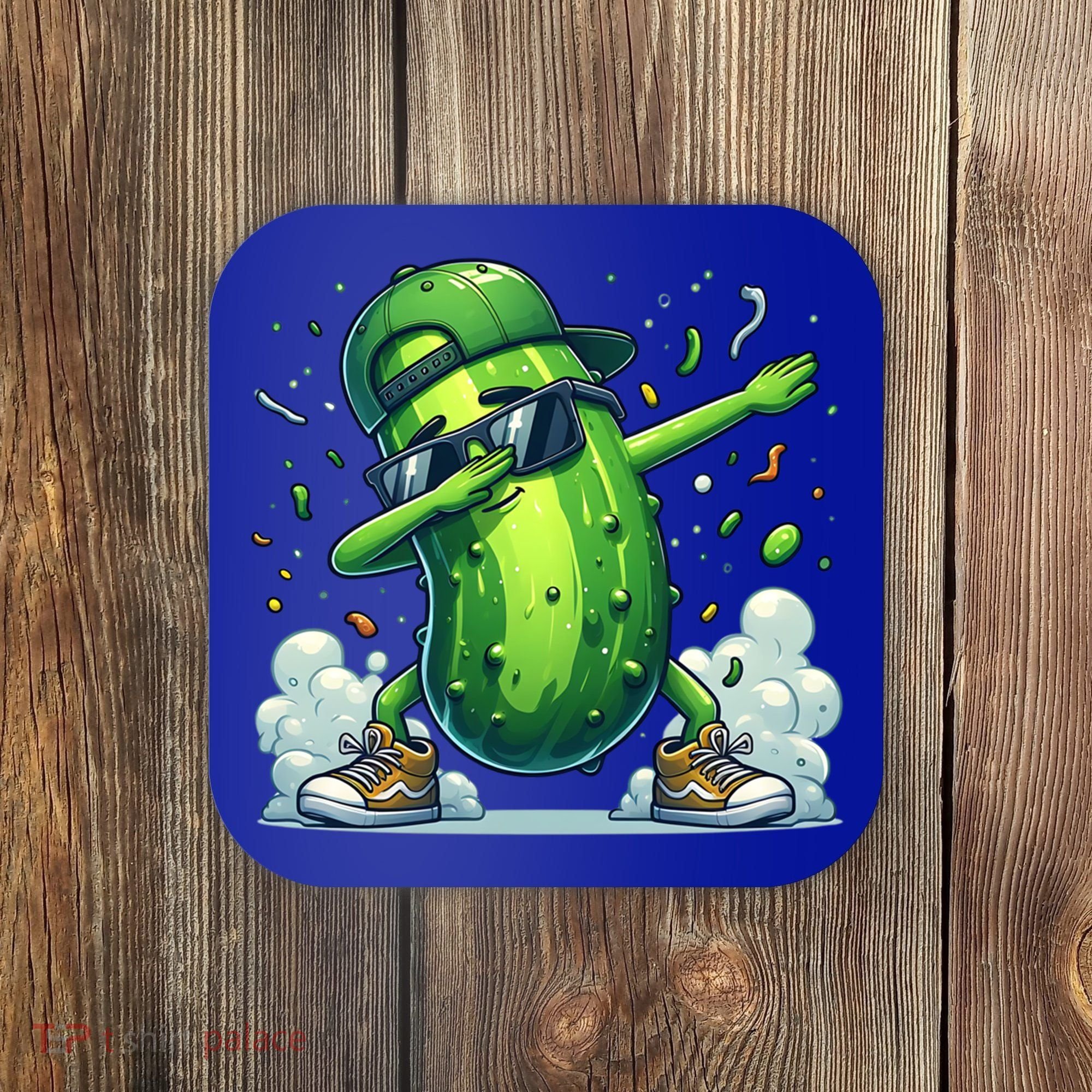 Dabbing Pickle Dancing Cucumber Lover Funny Sunglass Gift Coaster