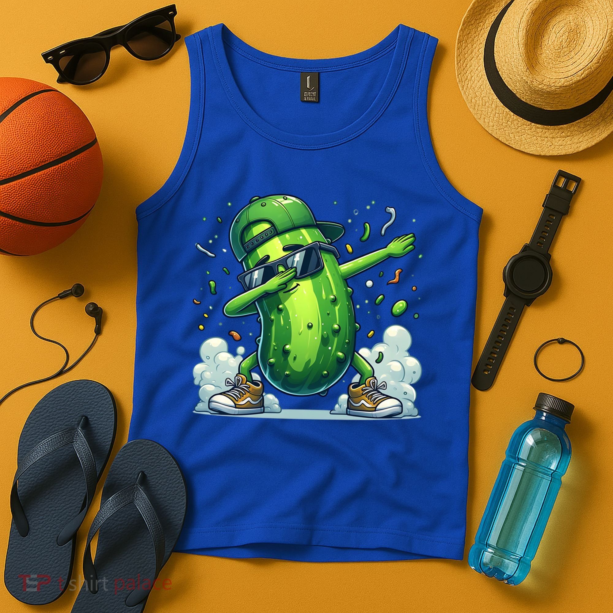 Dabbing Pickle Dancing Cucumber Lover Funny Sunglass Gift Tank Top