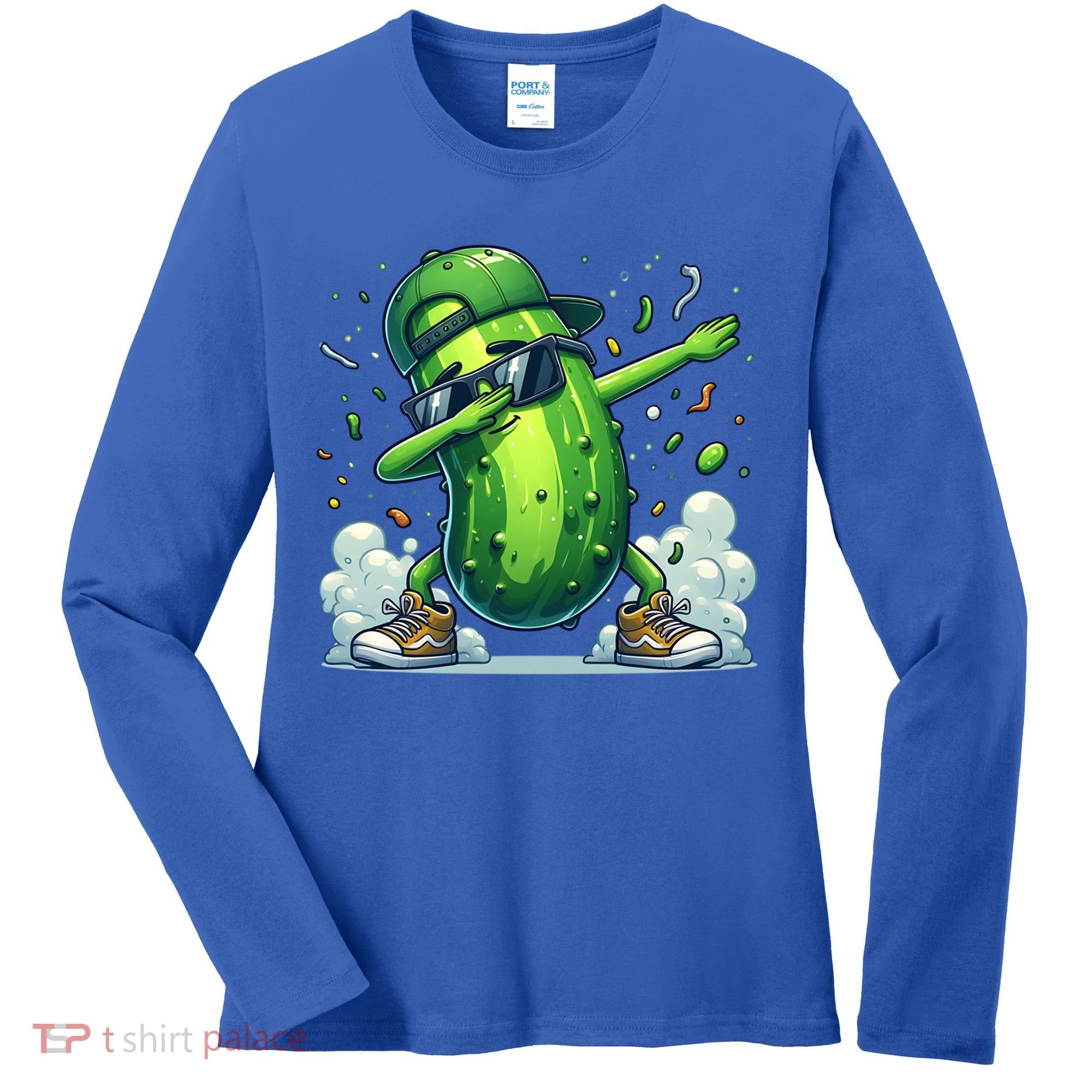Dabbing Pickle Dancing Cucumber Lover Funny Sunglass Gift Women's Long Sleeve Shirt