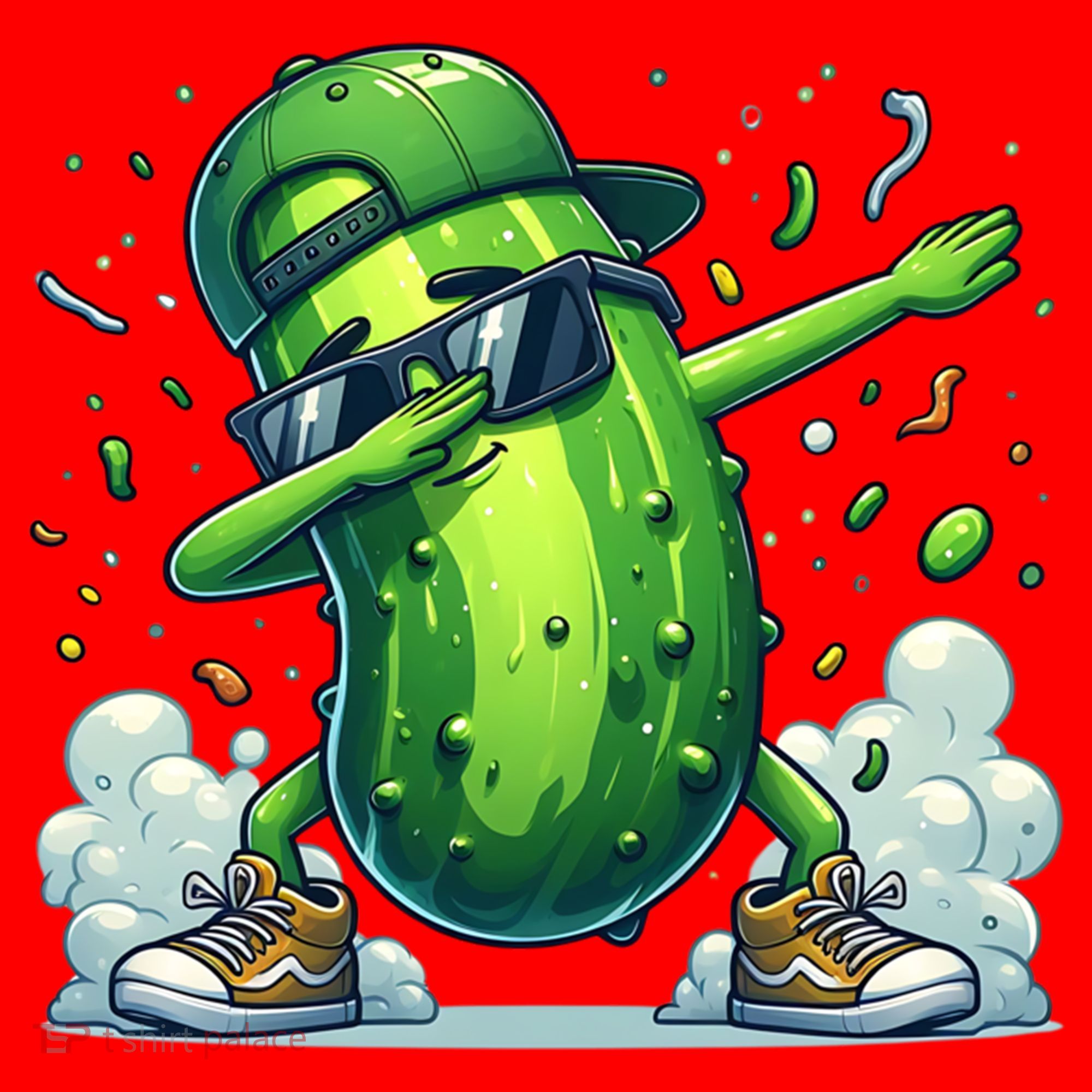 Dabbing Pickle Dancing Cucumber Lover Funny Sunglass Gift Santa Hat