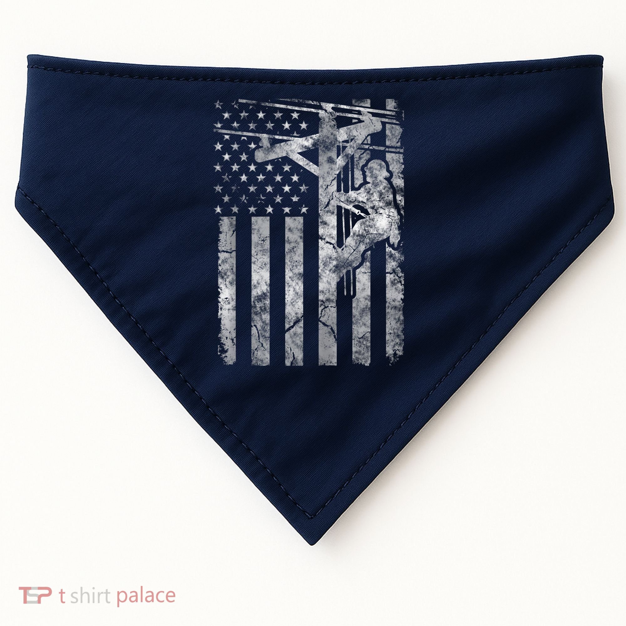 Distressed Patriotic Electric Cable Lineman American Flag Zip Hoodie USA-Made Doggie Bandana