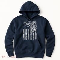 Distressed Patriotic Electric Cable Lineman American Flag Zip Hoodie Hoodie thumb 0