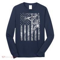 Distressed Patriotic Electric Cable Lineman American Flag Zip Hoodie Long Sleeve Shirt thumb 0
