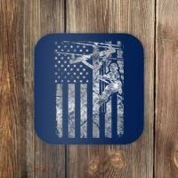 Distressed Patriotic Electric Cable Lineman American Flag Zip Hoodie Coaster thumb 0