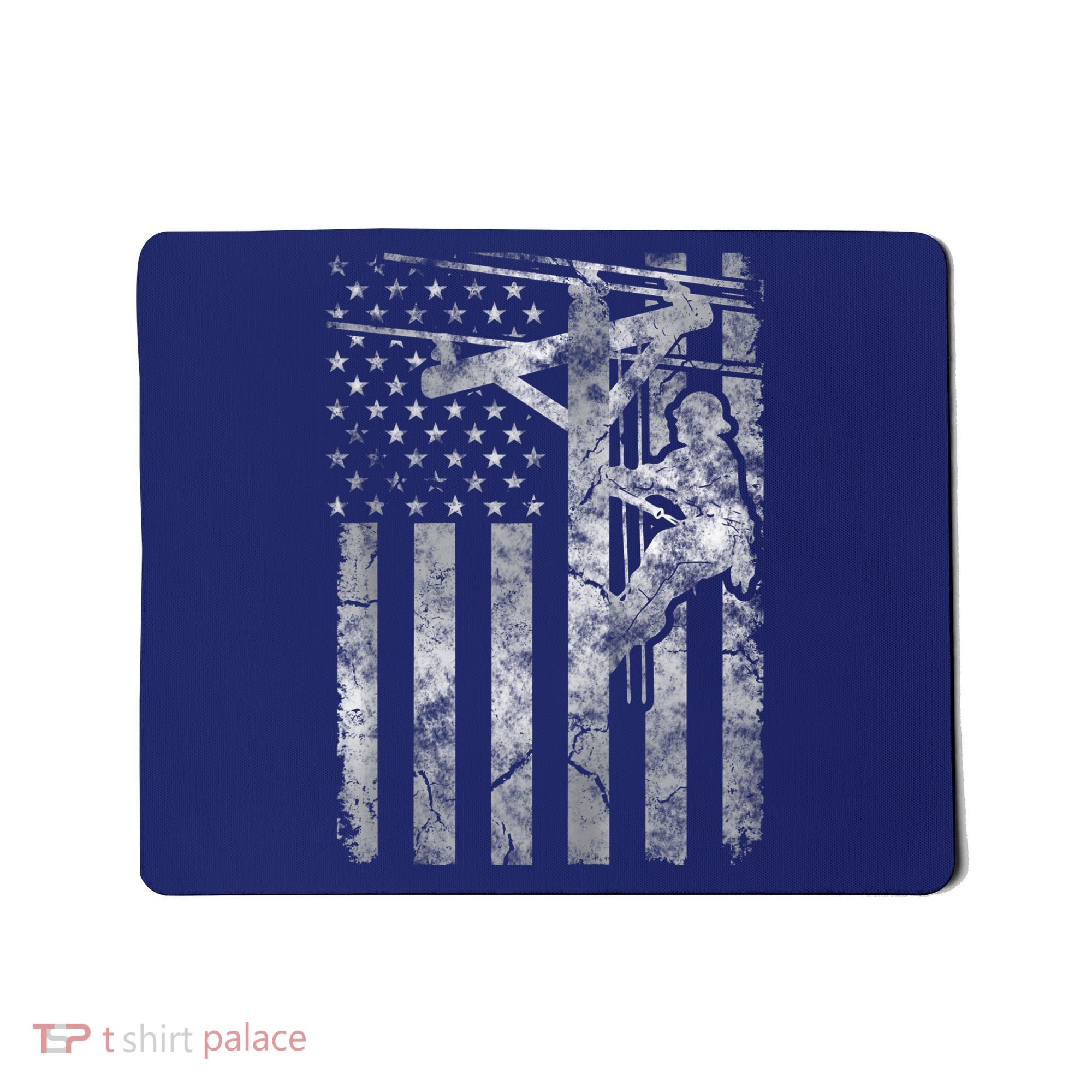 Distressed Patriotic Electric Cable Lineman American Flag Zip Hoodie Mousepad