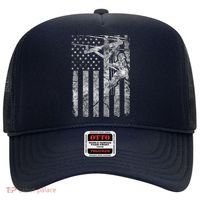 Distressed Patriotic Electric Cable Lineman American Flag Zip Hoodie Hat thumb 0