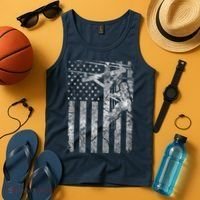 Distressed Patriotic Electric Cable Lineman American Flag Zip Hoodie Tank Top thumb 4