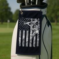 Distressed Patriotic Electric Cable Lineman American Flag Zip Hoodie Golf Towel thumb 2