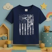 Distressed Patriotic Electric Cable Lineman American Flag Zip Hoodie Toddler T-Shirt thumb 3