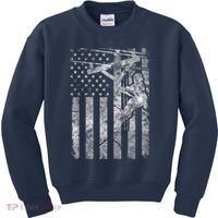 Distressed Patriotic Electric Cable Lineman American Flag Zip Hoodie Kids Sweatshirt thumb 0