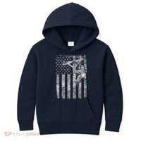 Distressed Patriotic Electric Cable Lineman American Flag Zip Hoodie Kids Hoodie thumb 0