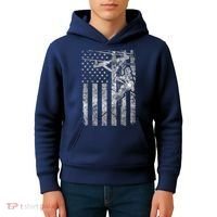 Distressed Patriotic Electric Cable Lineman American Flag Zip Hoodie Kids Hoodie thumb 4