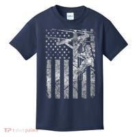 Distressed Patriotic Electric Cable Lineman American Flag Zip Hoodie Kids T-Shirt thumb 0