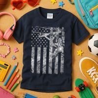 Distressed Patriotic Electric Cable Lineman American Flag Zip Hoodie Kids T-Shirt thumb 3