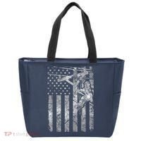 Distressed Patriotic Electric Cable Lineman American Flag Zip Hoodie Tote Bag thumb 0