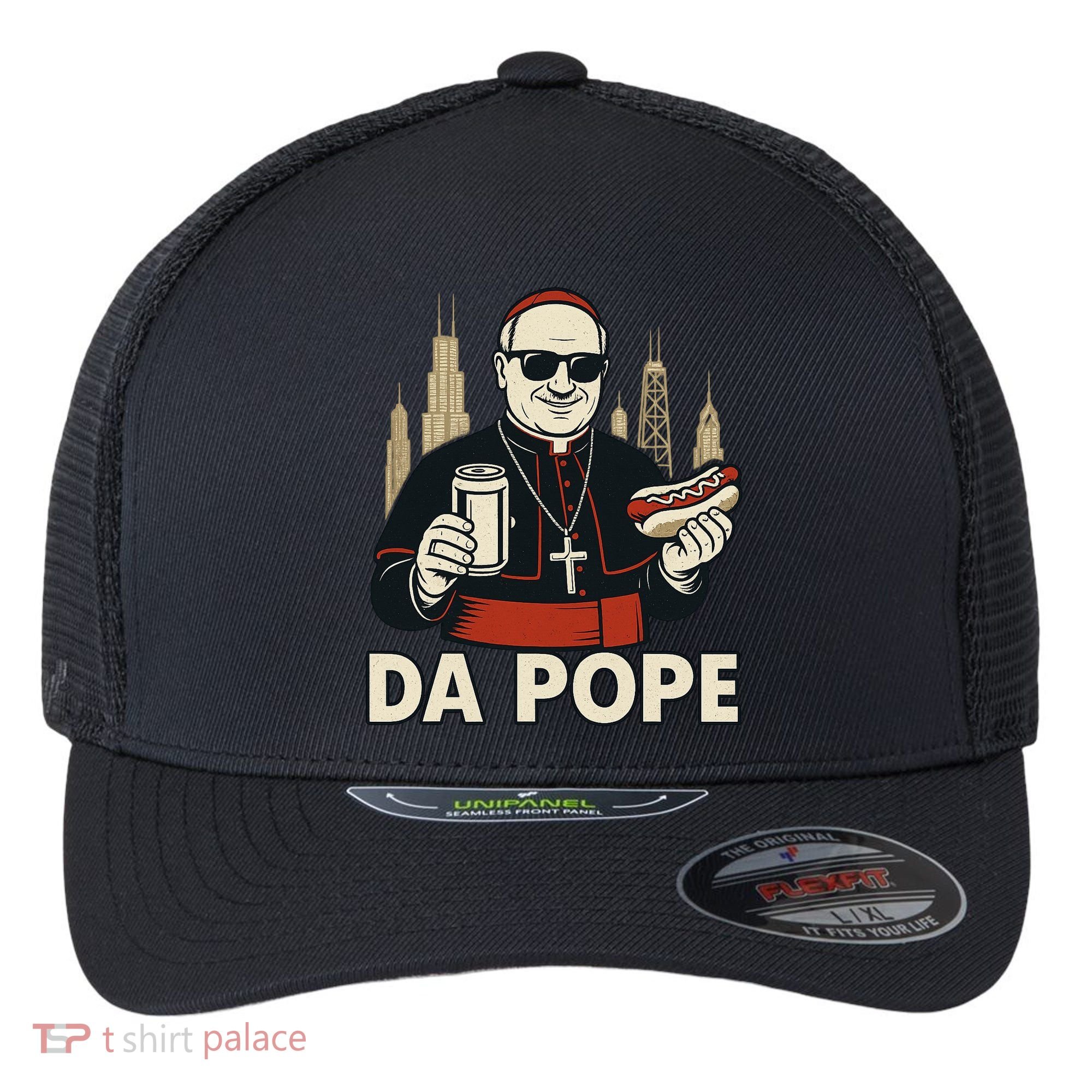Da Pope From America Chicago Pope Leo XIV Flexfit Unipanel Trucker Cap