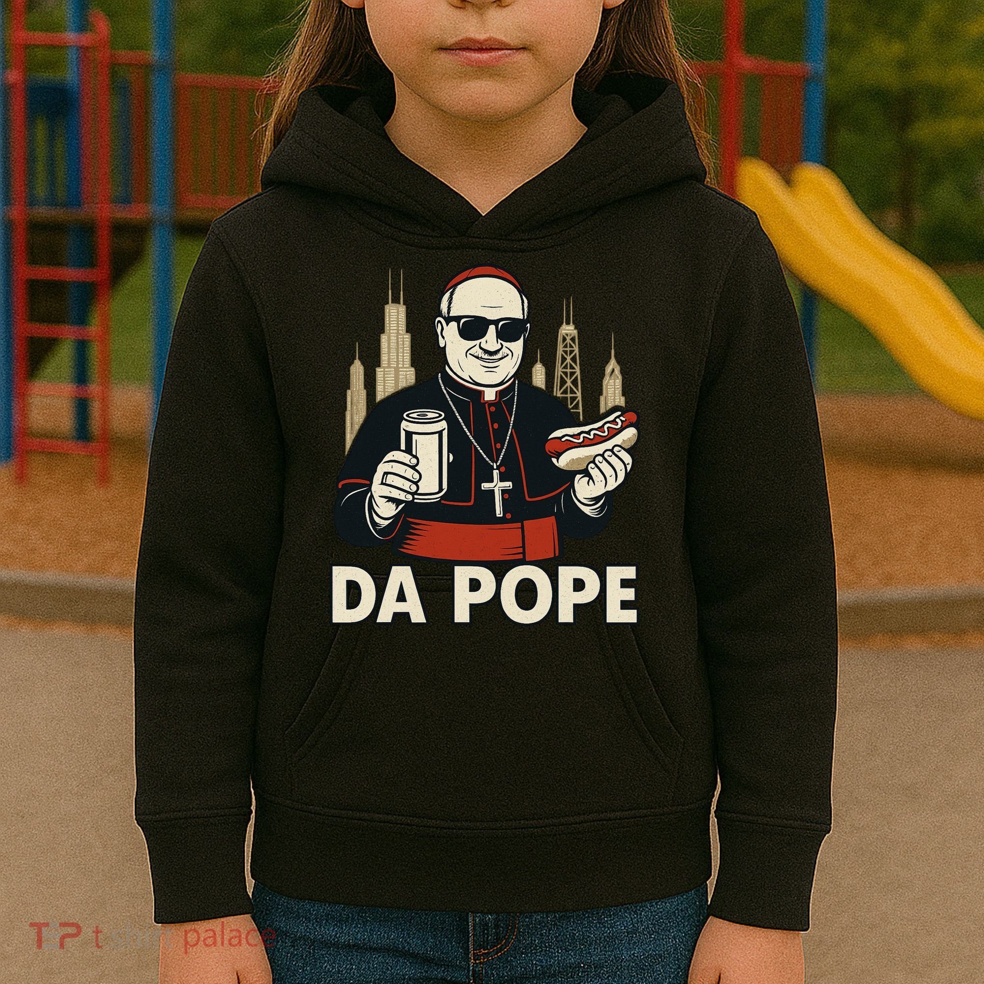 Da Pope From America Chicago Pope Leo XIV Kids Hoodie