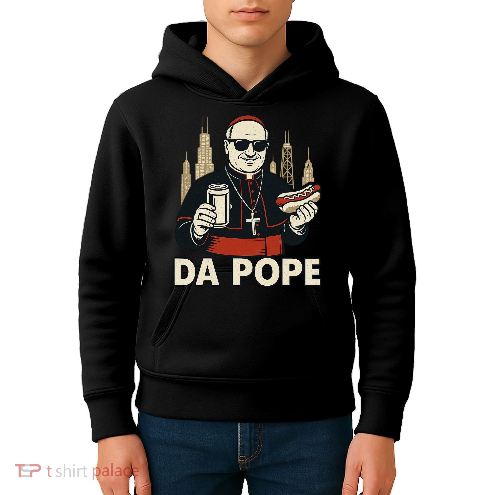 Da Pope From America Chicago Pope Leo XIV Kids Hoodie