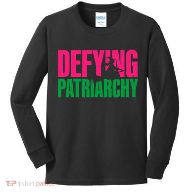Defying Patriarchy Funny Feminist Witch Design Kids Long Sleeve Shirt
