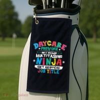 Daycare Provider Funny Ninja Teacher Appreciation Wo Golf Towel thumb 2