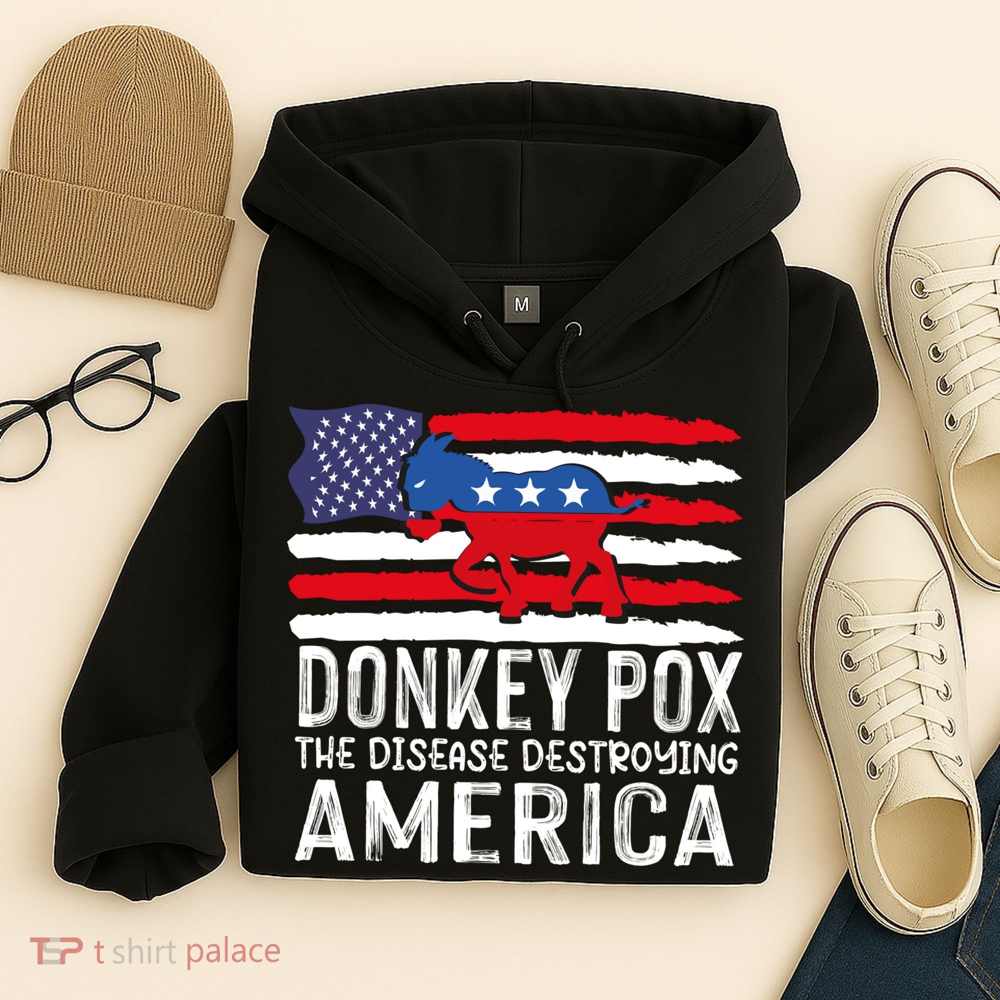 Donkey Pox Funny Anti Democrat Hoodie