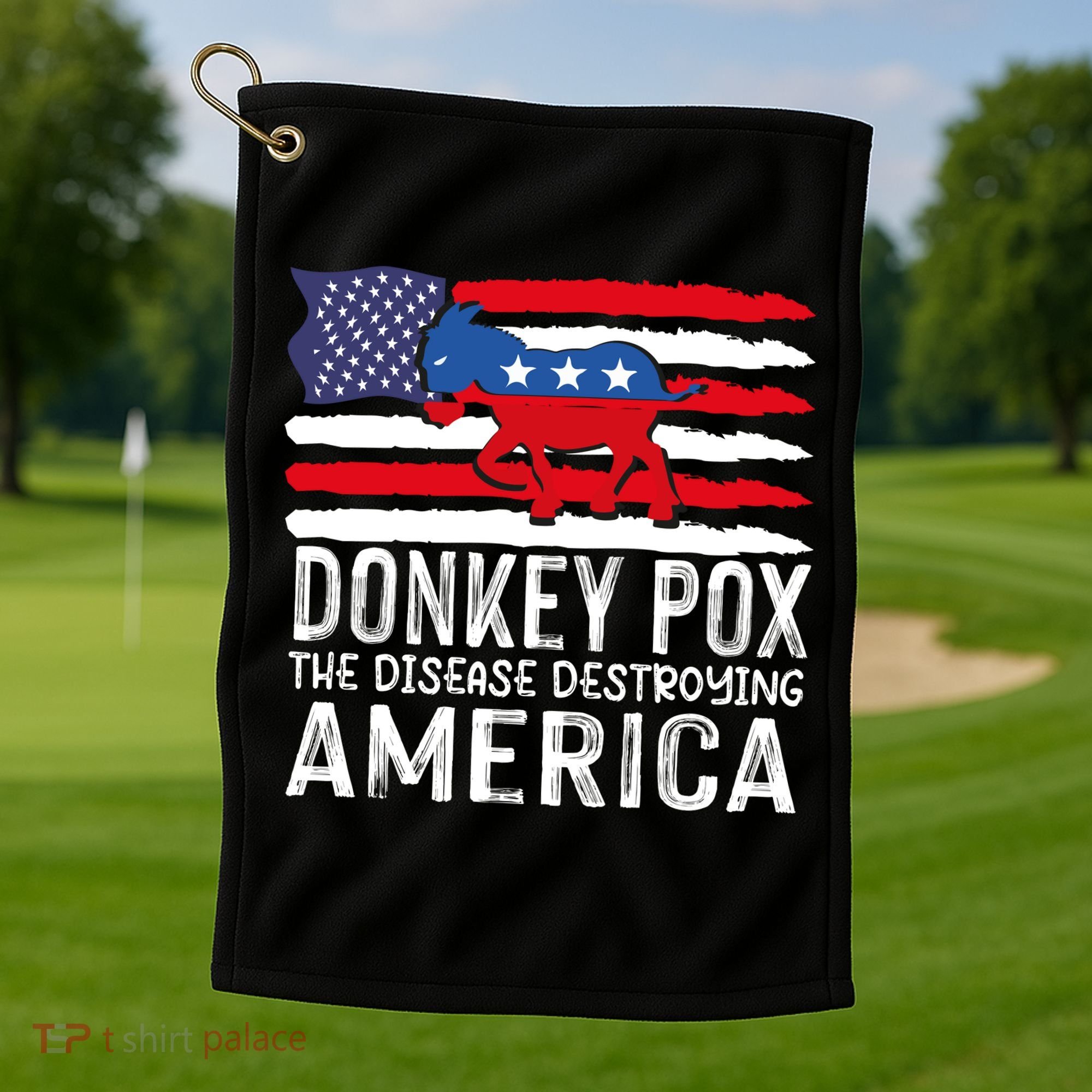 Donkey Pox Funny Anti Democrat Golf Towel