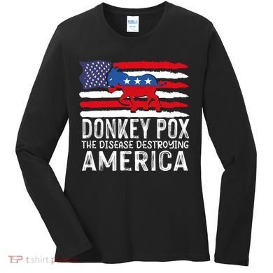 Donkey Pox Funny Anti Democrat Women's Long Sleeve Shirt