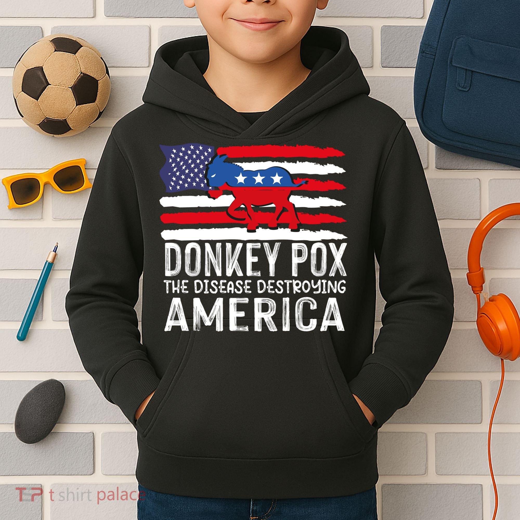 Donkey Pox Funny Anti Democrat Kids Hoodie