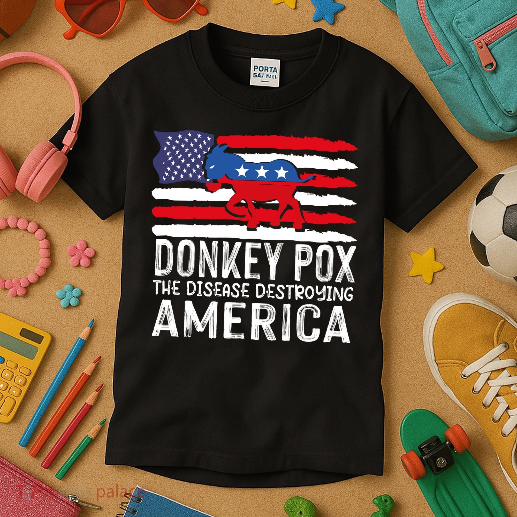 Donkey Pox Funny Anti Democrat Kids T-Shirt