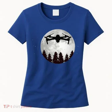 Drone Pilot Full Moon Funny Fpv Drone Quadcopter Women's T-Shirt