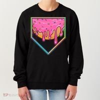 Dripping Pink Frosting Donut Baseball Diamond Home Plate Women's Sweatshirt thumb 0