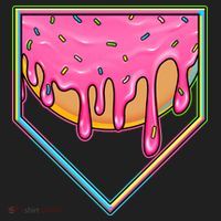 Dripping Pink Frosting Donut Baseball Diamond Home Plate Women's Sweatshirt thumb 2