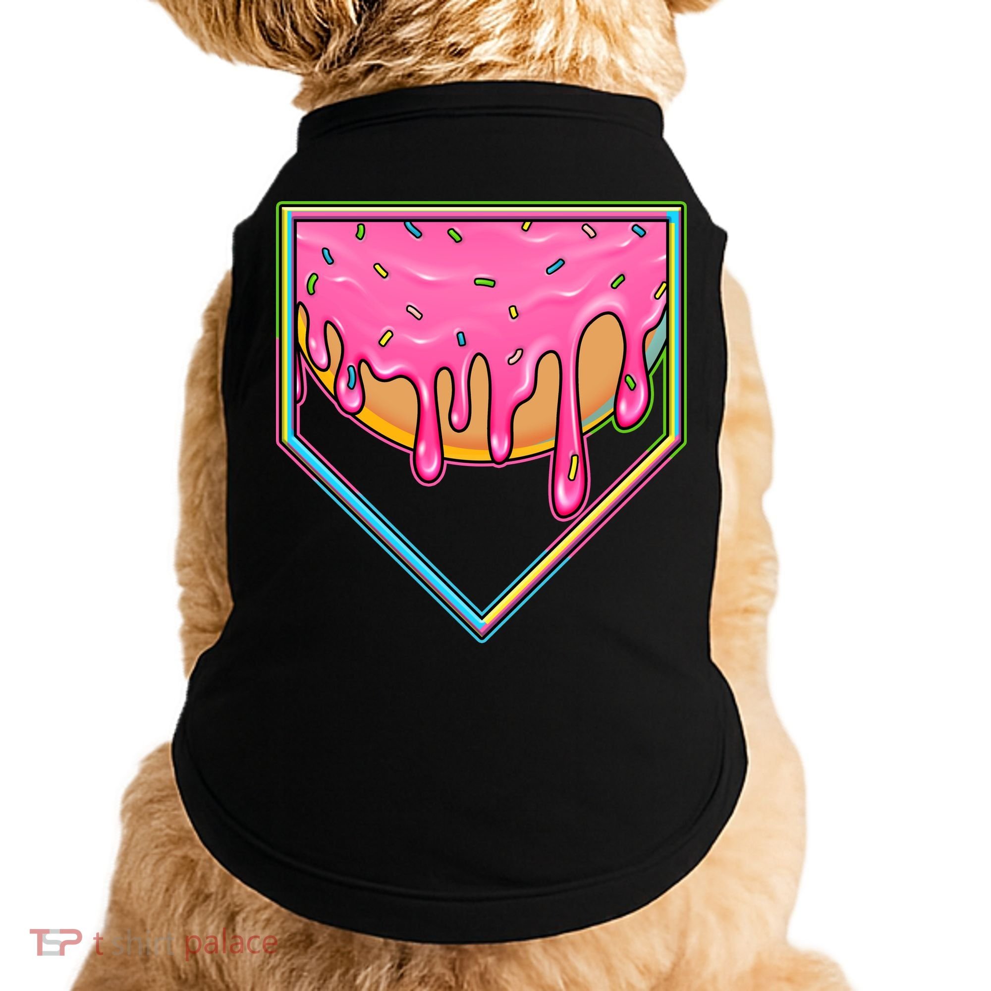 Dripping Pink Frosting Donut Baseball Diamond Home Plate Doggie Tank