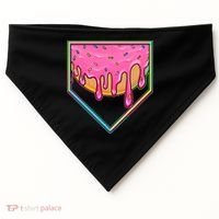 Dripping Pink Frosting Donut Baseball Diamond Home Plate USA-Made Doggie Bandana thumb 0