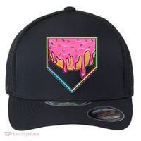 Dripping Pink Frosting Donut Baseball Diamond Home Plate Flexfit Unipanel Trucker Cap thumb 0