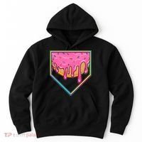 Dripping Pink Frosting Donut Baseball Diamond Home Plate Hoodie thumb 0