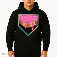 Dripping Pink Frosting Donut Baseball Diamond Home Plate Hoodie thumb 2