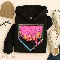 Dripping Pink Frosting Donut Baseball Diamond Home Plate Hoodie thumb 4